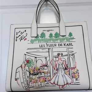 Karl Lagerfeld White Illustrated Tote
